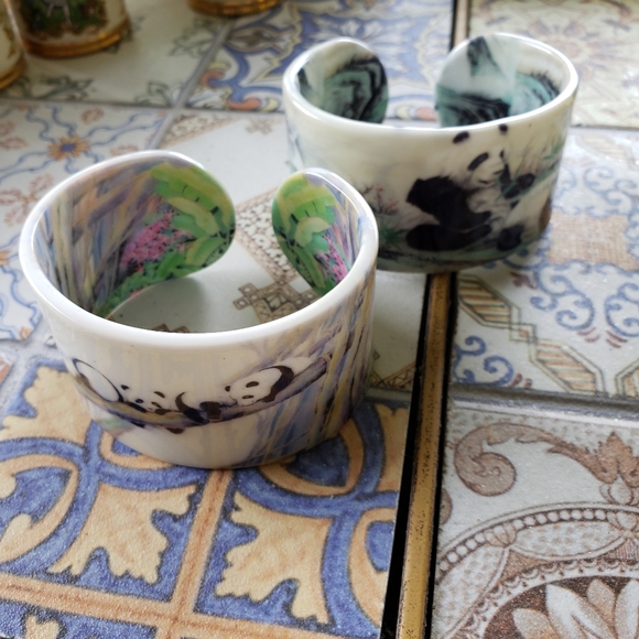 Panda Resin Cuff Bangles - Picture 1 of 4